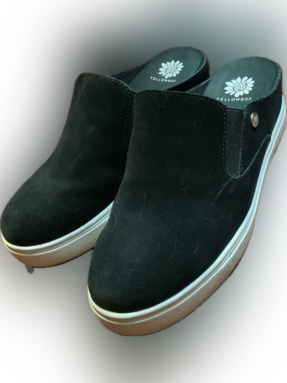 Black Slip-On Platform Mule Sneakers - Yellow Box | Melodee
